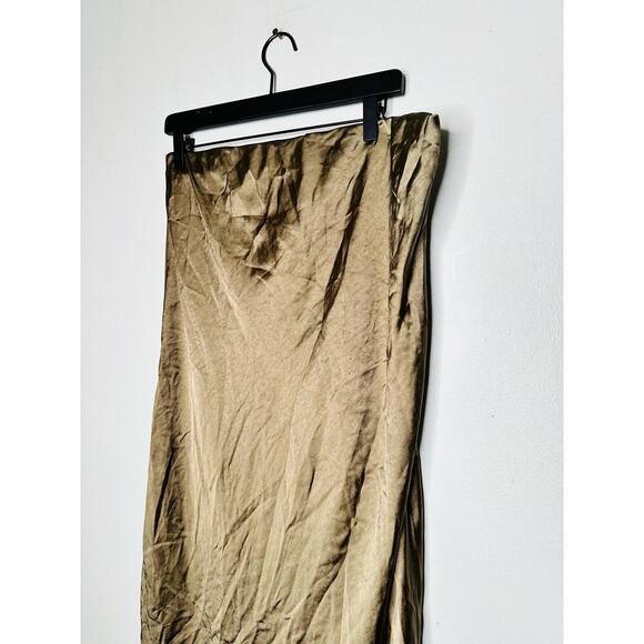 RIPE Gold Satin Shine Midi Maternity Slip Style Skirt Size Extra Large - Picture 7 of 10